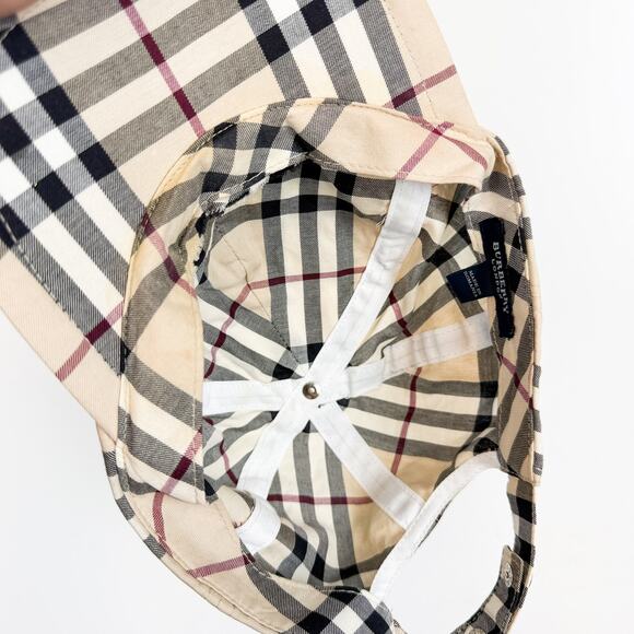 Burberry London 100% Cotton Novacheck Baseball Cap Hat Beige Plaid - Picture 8 of 11